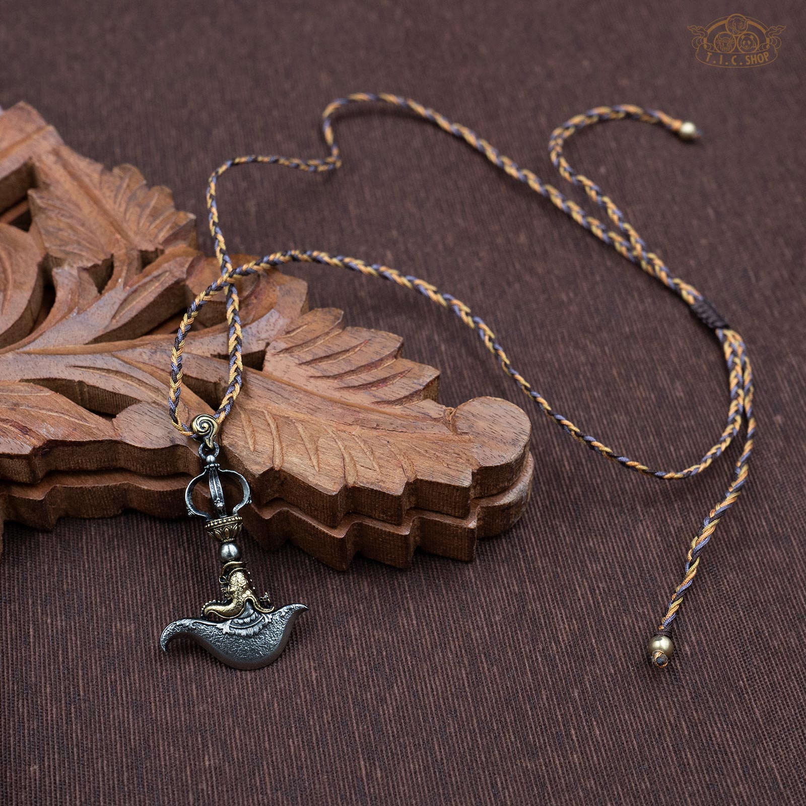 Tibetan Kartika and Vajra amulet pendant symbolizing wisdom and protection