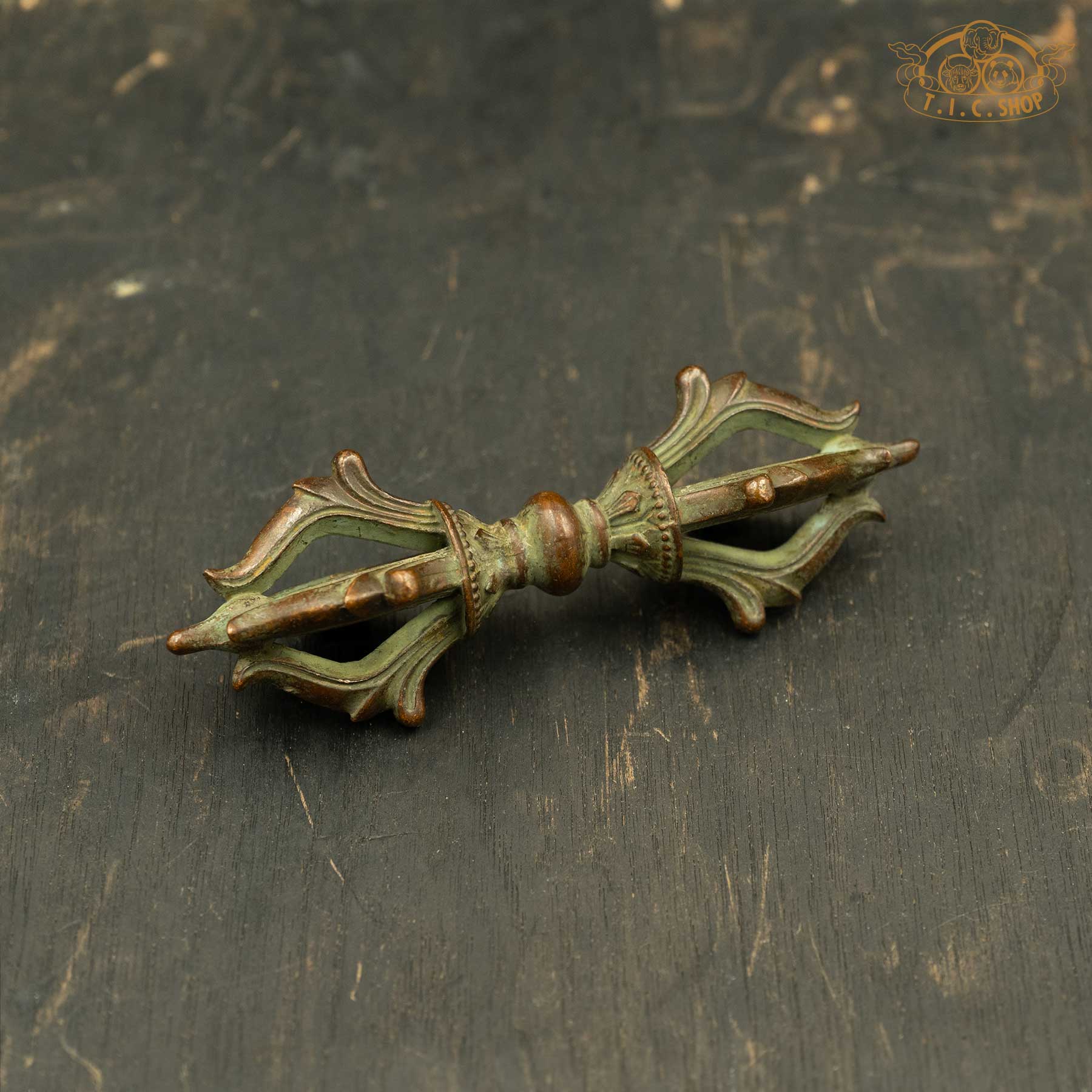 Bronze Tibetan Five-Pronged Vajra Dorje handmade for Buddhist rituals and meditation practice ,use for altar offerings 