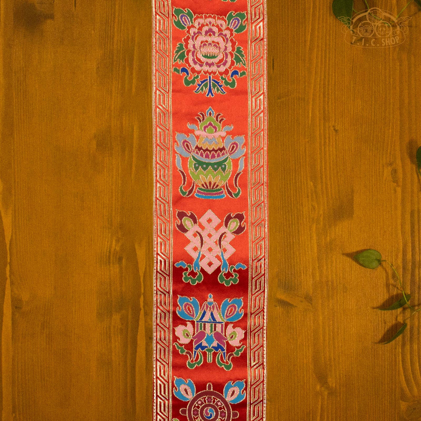 Brocade Wall Decoration with 8 Auspicious Symbols - Red