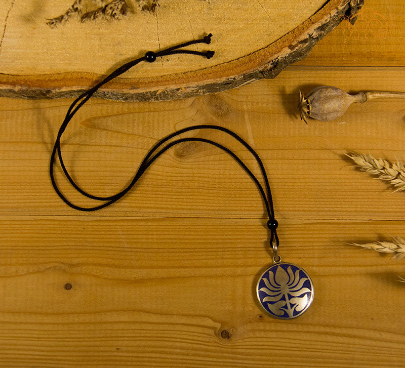 Lotus Blossom Tibetan Style Inlay Pendant Necklace