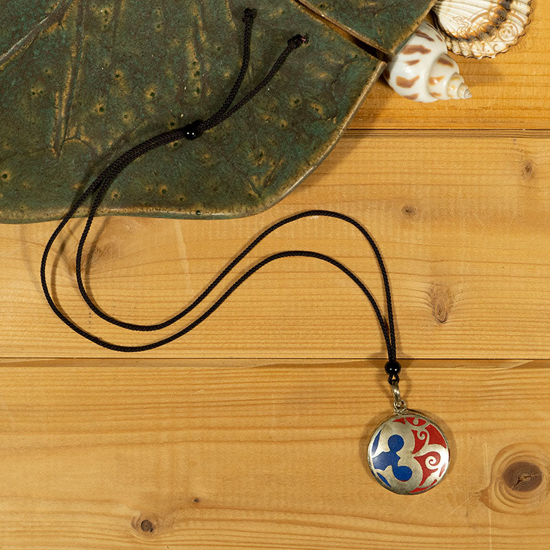Tibetan Style OM Symbol Inlay Pendant Necklace