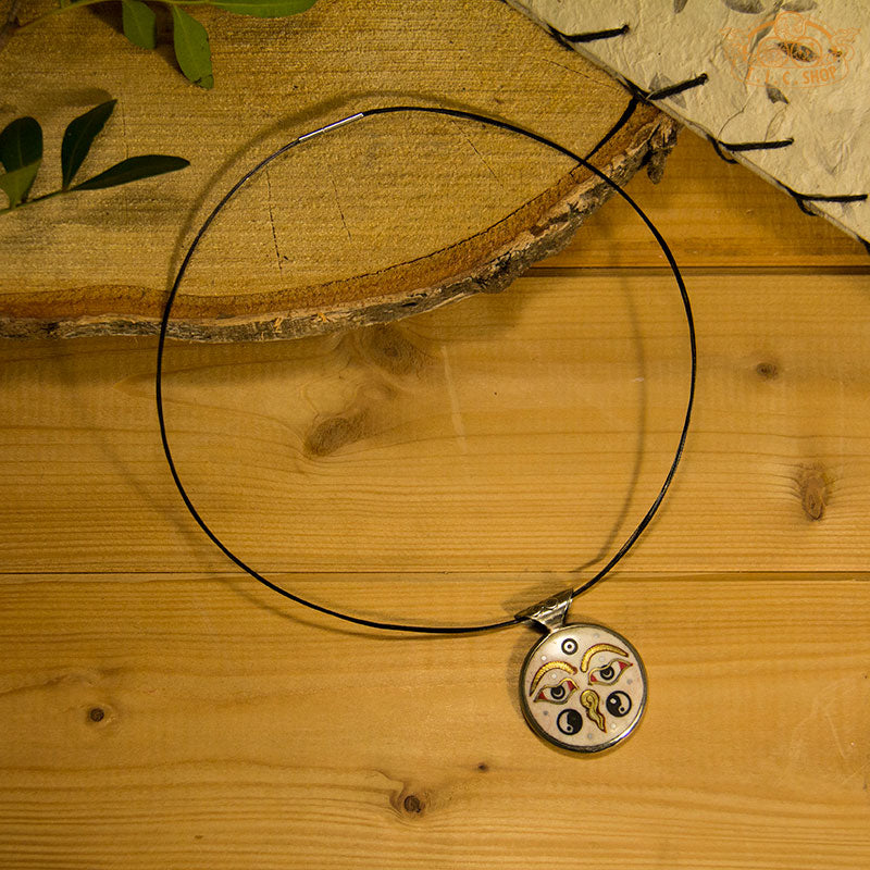 Symbolic Double-Sided Inlay Amulet Pendant Necklace