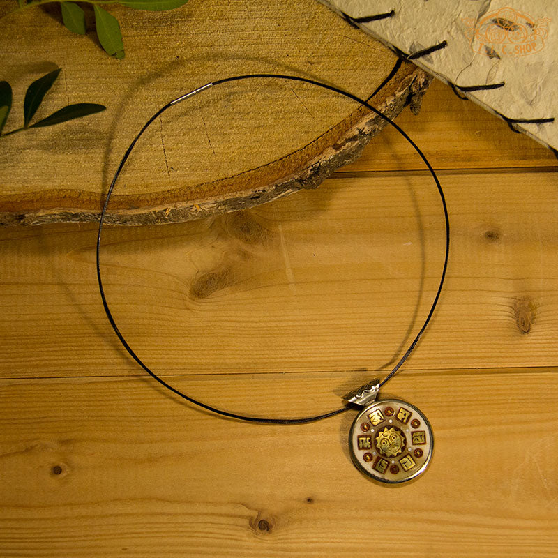 Symbolic Double-Sided Inlay Amulet Pendant Necklace