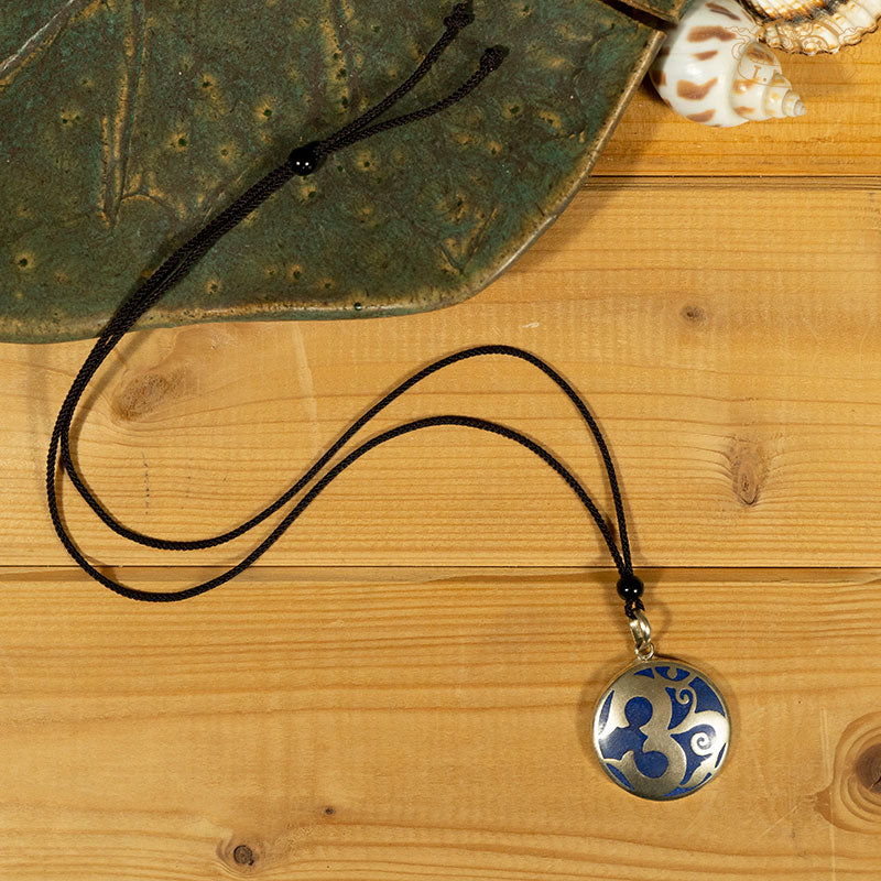 Tibetan Style OM Symbol Inlay Pendant Necklace