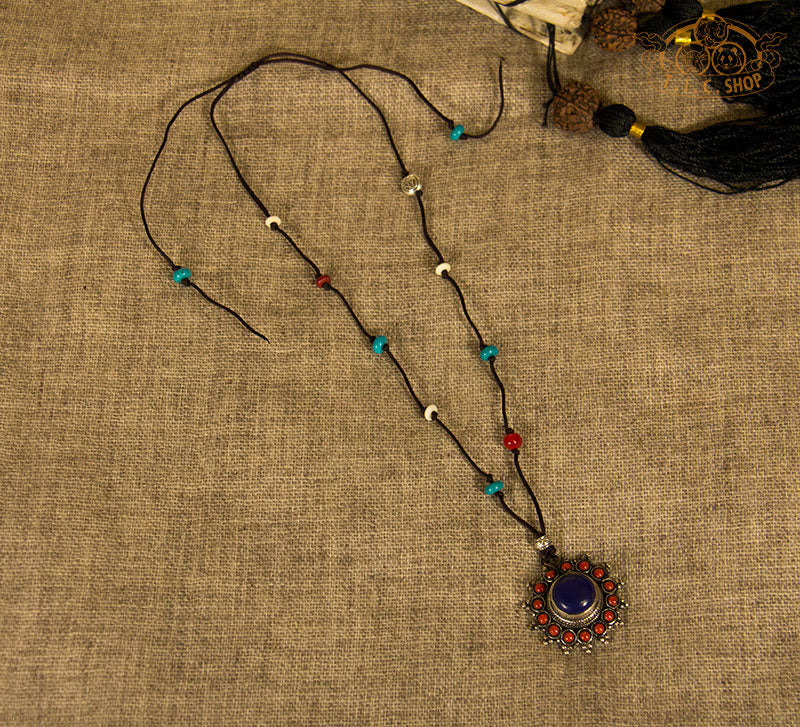 Floral Tibetan Style Pendant Necklace