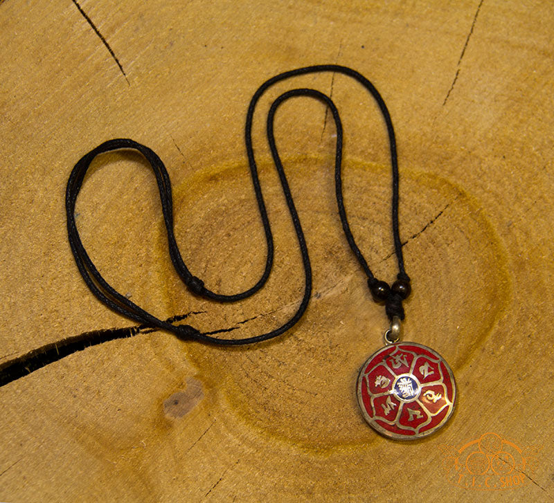 Lotus Mantra Tibetan Style Inlay Pendant Necklace