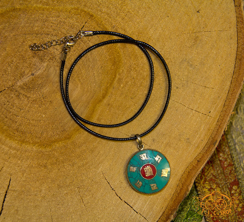 Mantra Tibetan Style Inlay Pendant Necklace