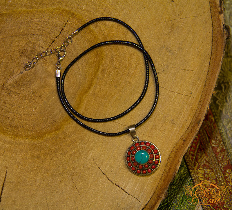 Mandala Inlay Pendant Necklace