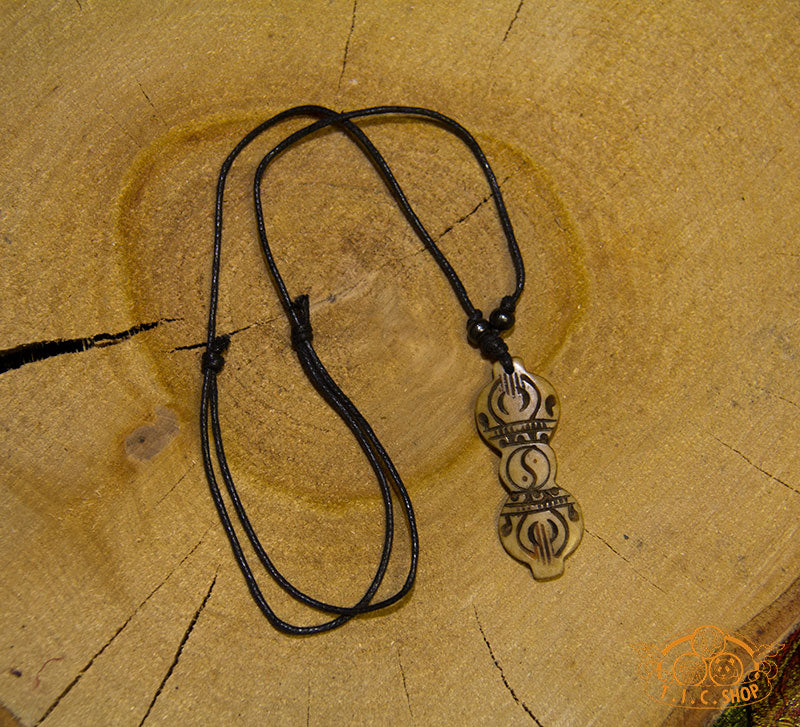Vajra Symbol Yak Bone Amulet Pendant Necklace
