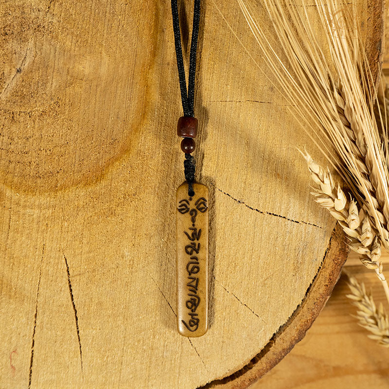 OM Mantra Yak Bone Amulet Pendant Necklace