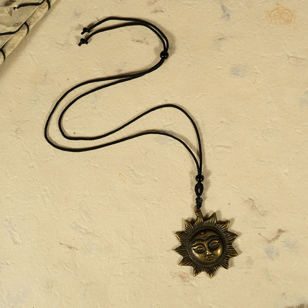 Sun God Symbol Metal Pendant Necklace