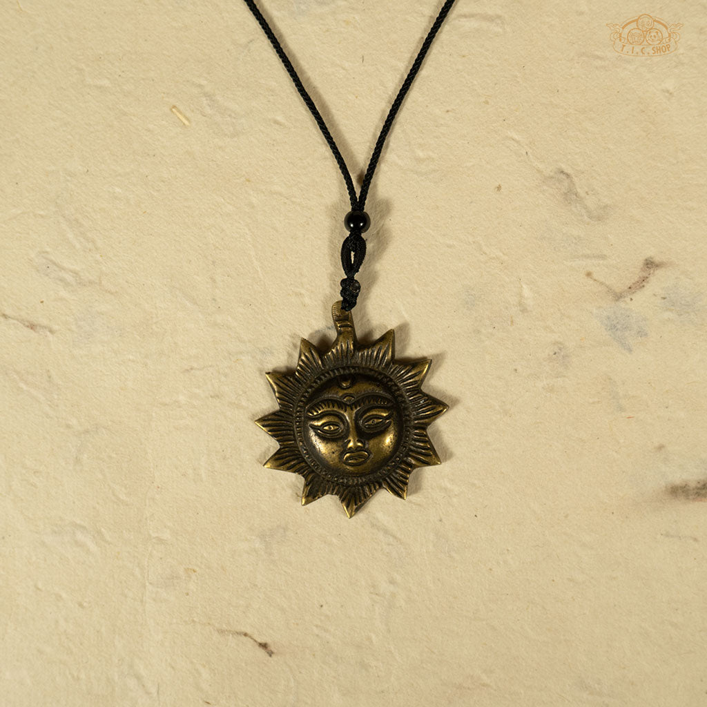 Sun God Symbol Metal Pendant Necklace