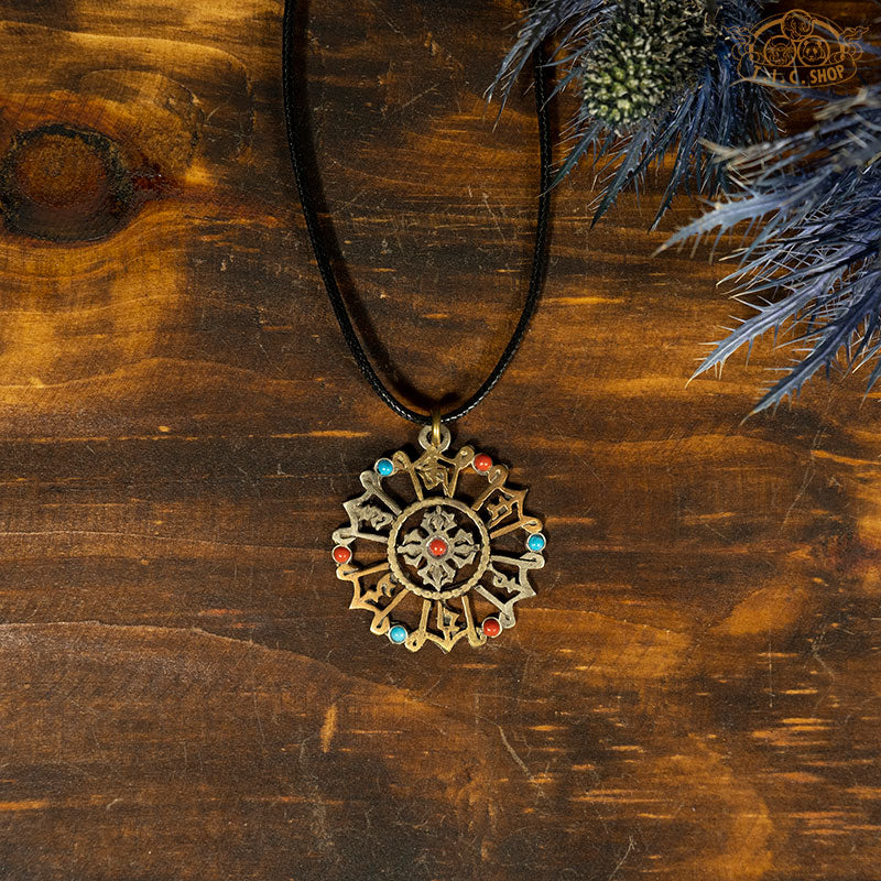 Double Vajra Symbol Metal Amulet Necklace