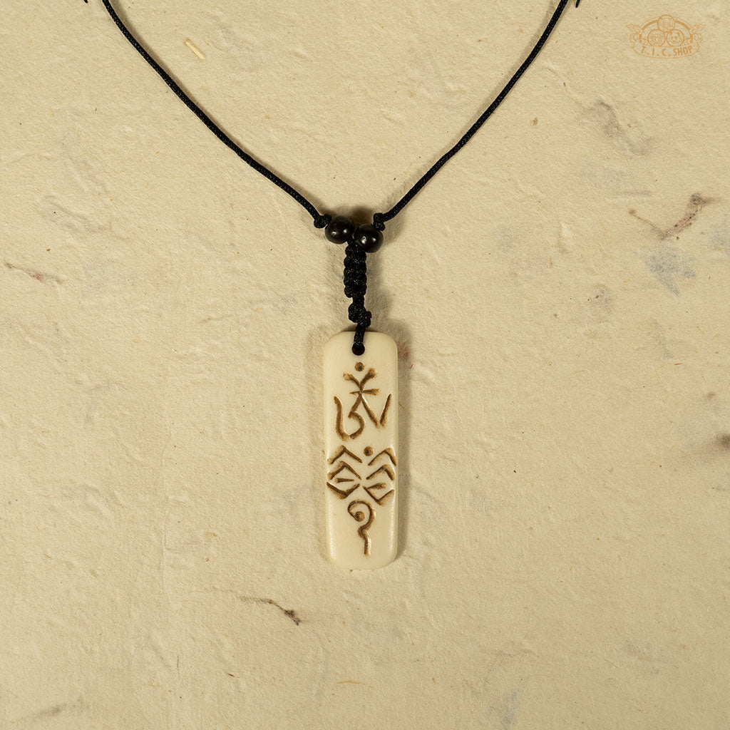 Symbolic Yak Bone Amulet Pendant Necklace
