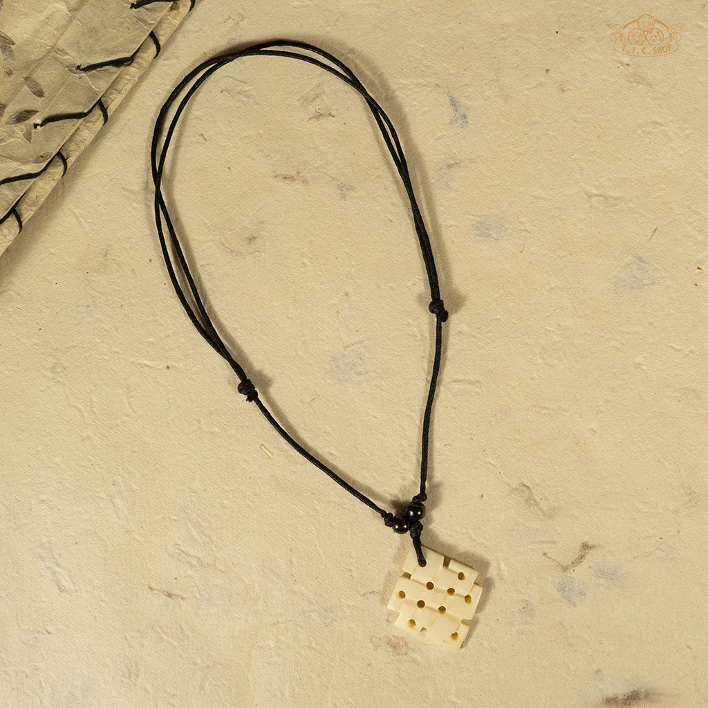 Endless Knot Yak Bone Amulet Pendant Necklace