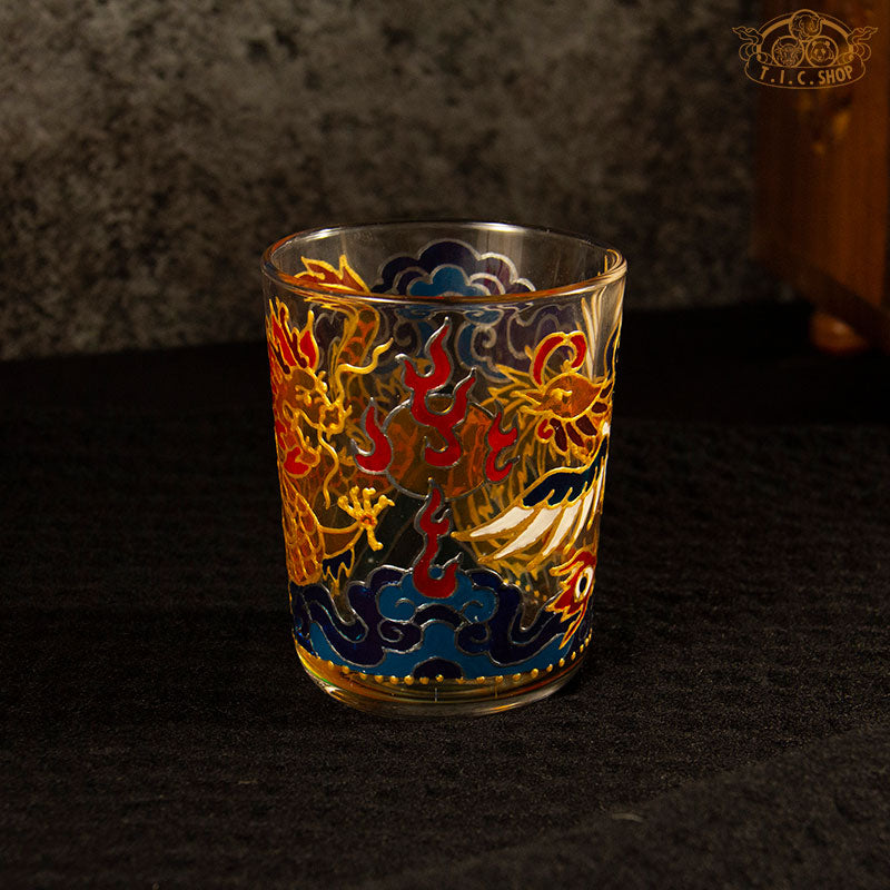 Hand Painted the Dragon and phoenix Pattern Candle Holder