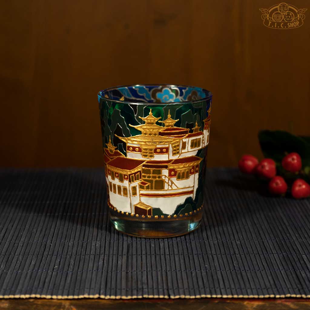 Hand Painted Tibetan Temple Scenery Candle Holder