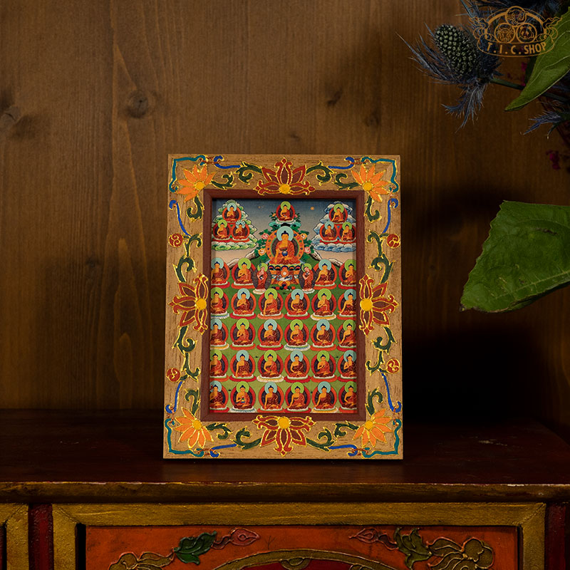 Hand-painted photo frame with traditional Tibetan patterns