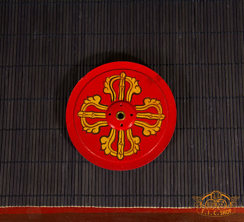 Vajra Symbol Hand-painted Wooden Plate Incense Holder