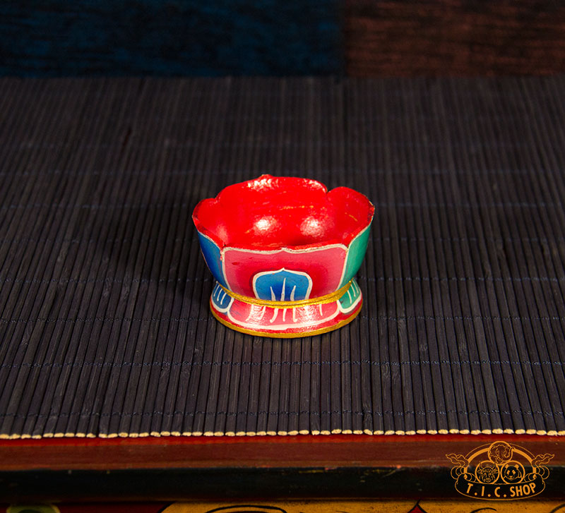 Lotus Flower Tibetan Style Hand-painted Wooden Incense Holder