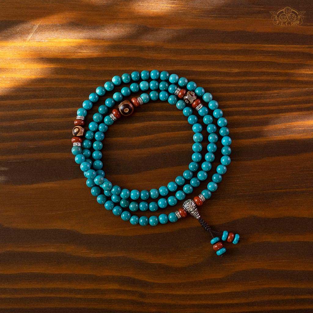 Enhanced Turquoise 6mm 108-Bead Traditional Prayer Mala