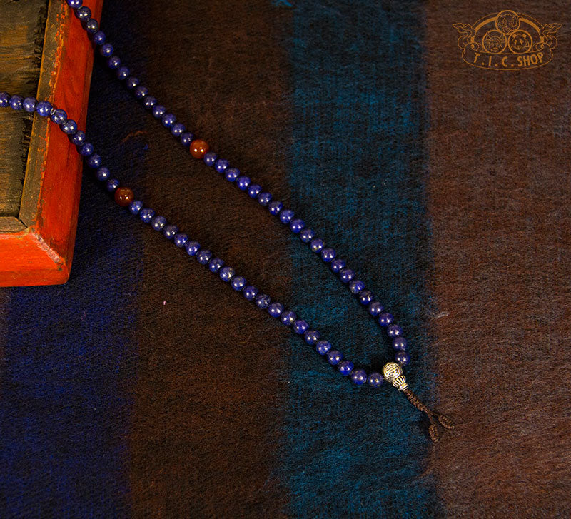 Lapis Lazuli 108 Mala with 925 silver Guru bead