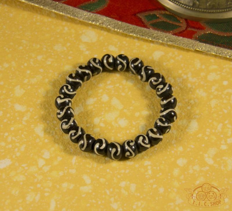 Hand-Painted Yak Bone Amulet Beads Bracelet