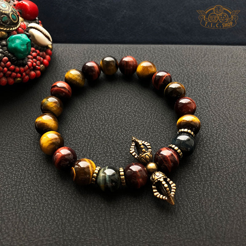 'Vajra' Tiger's Eye 10mm Beads Bracelet