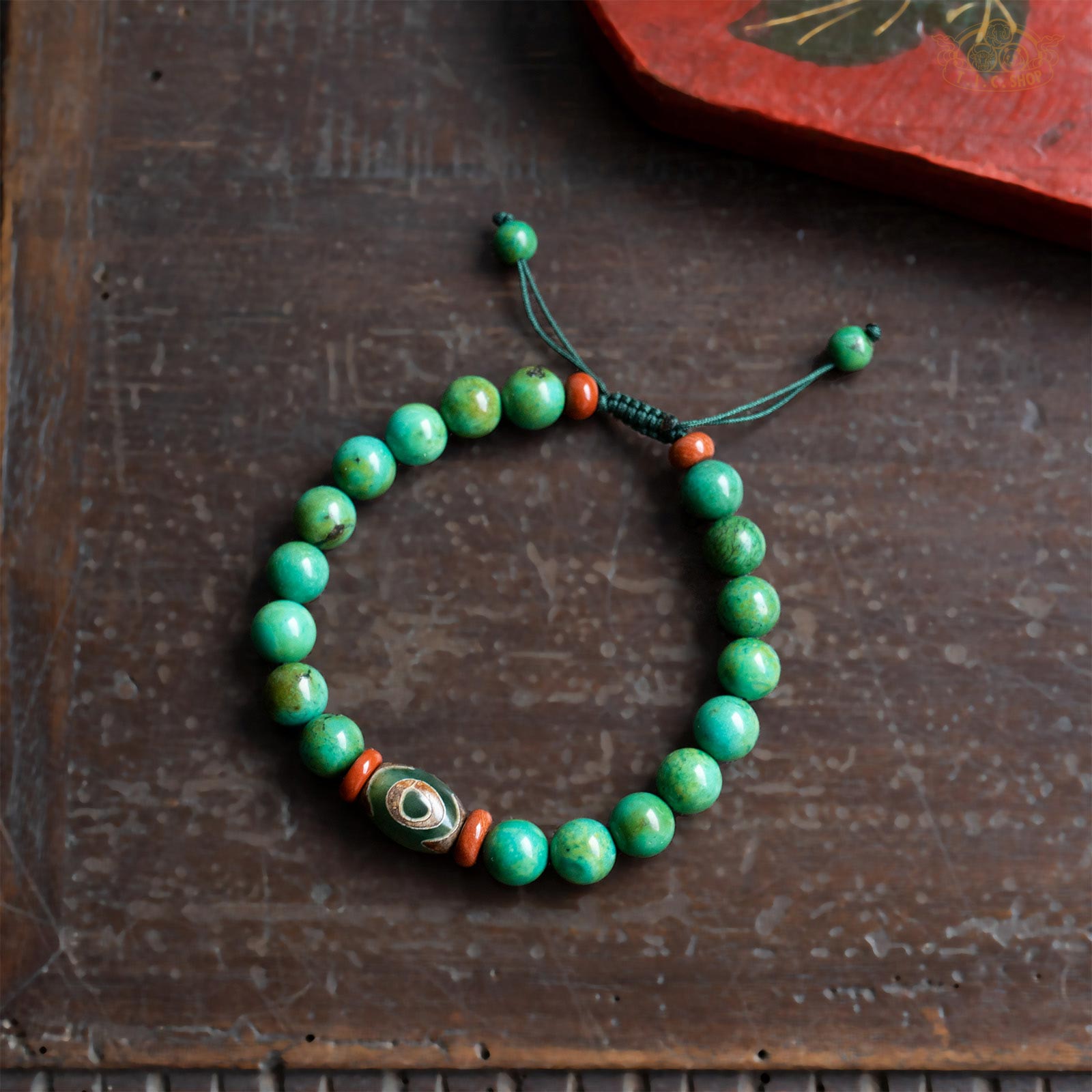 Dzi Bead Turquoise 8mm Beads Bracelet