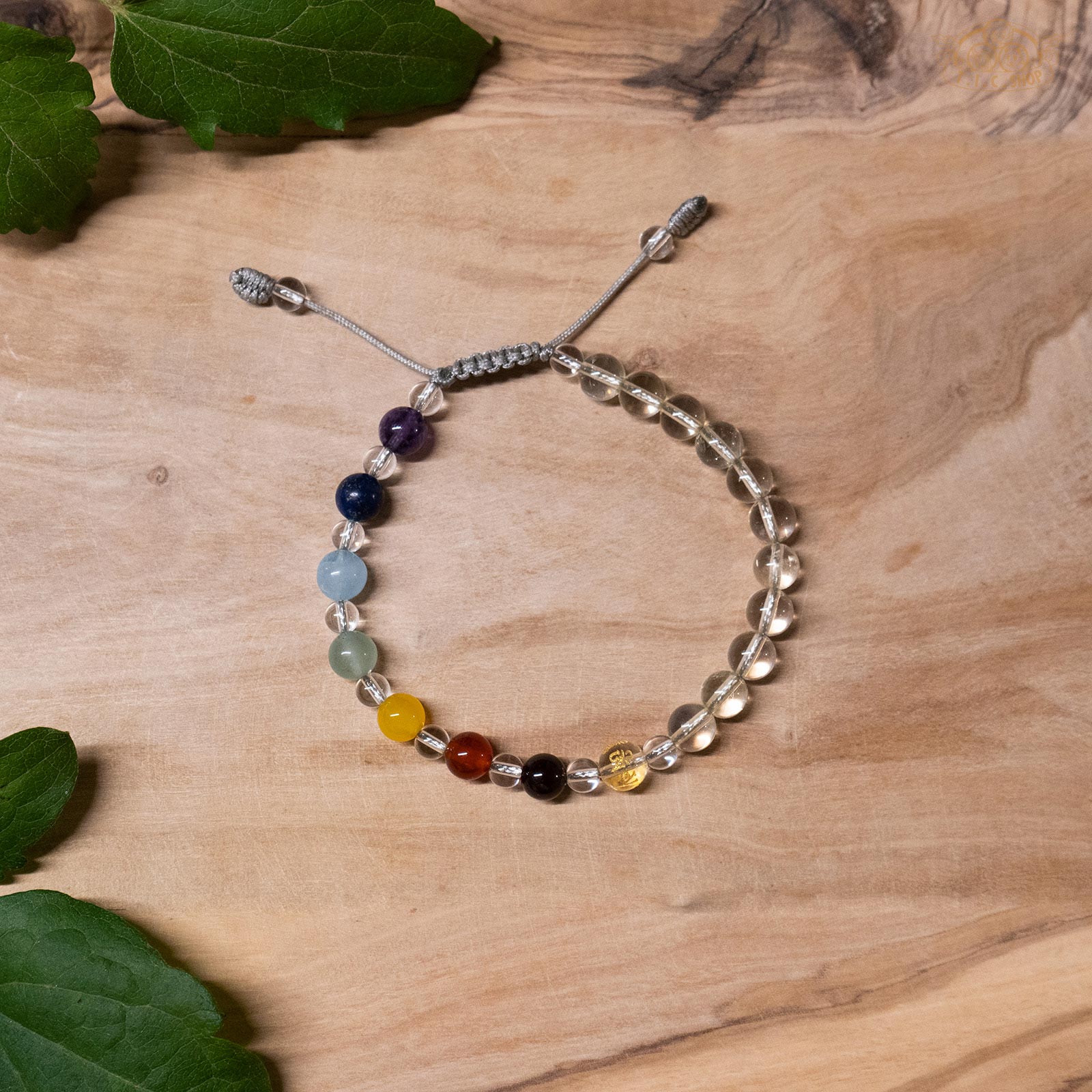 Seven Chakra 6mm Beads Bracelet with OM Mantra