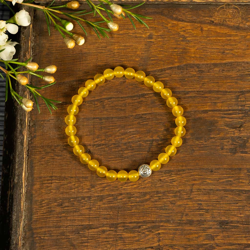 'Forenoon Glee' Yellow Agate 6mm Beads Bracelet