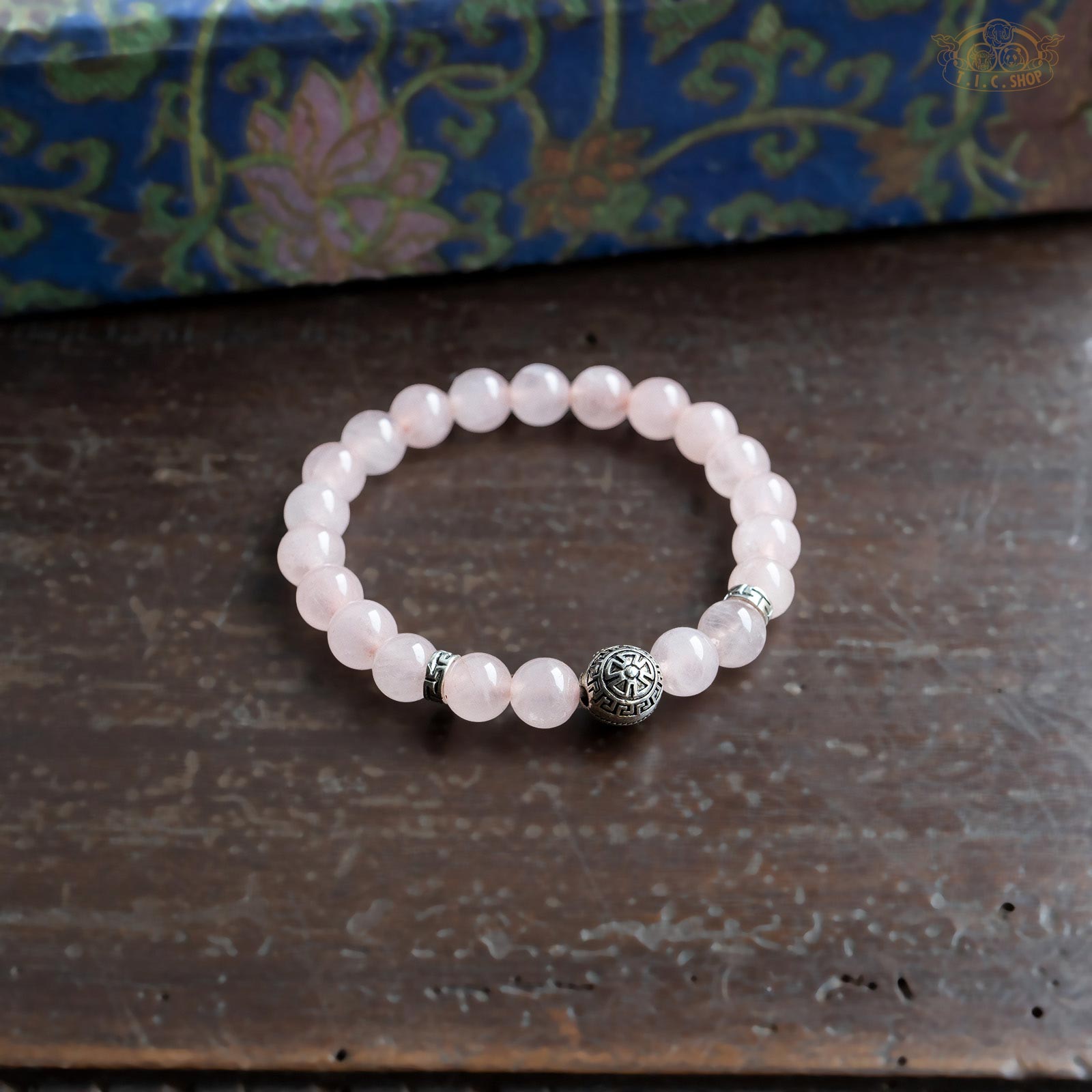 Traditional Spiral Rose Quartz 8mm Beads Bracelet