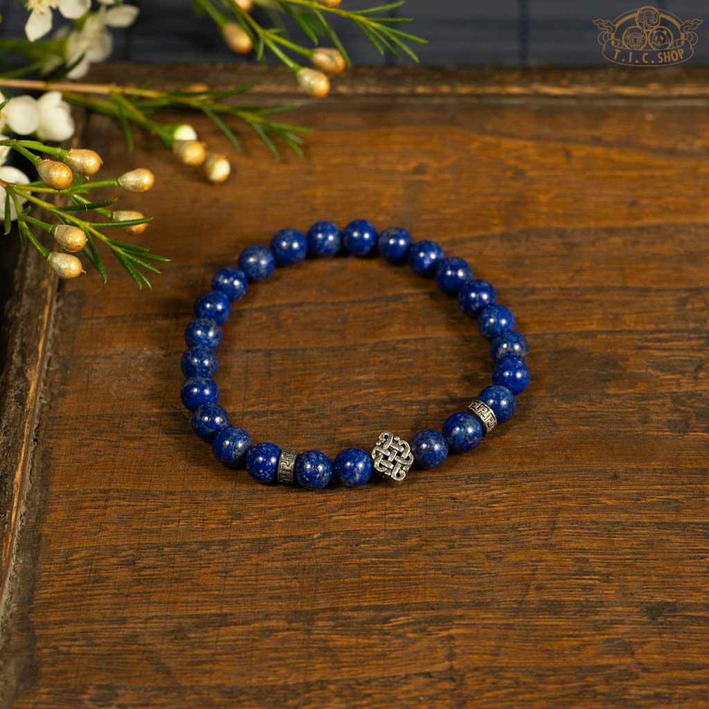 'Endless Laps' Lapis Lazuli 6mm Beads Elastic Bracelet