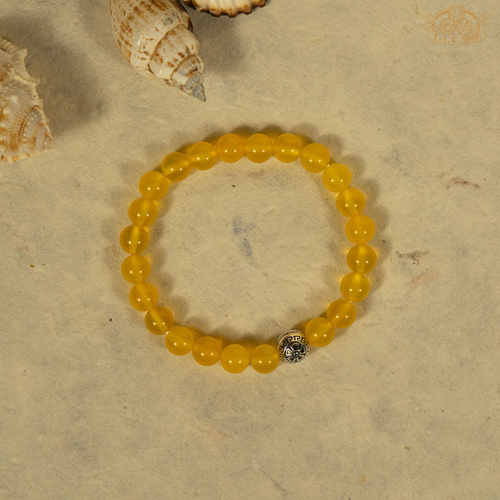 Traditional Spiral Yellow Agate 8mm Beads Bracelet