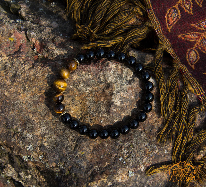 'A Touch of Sunlight' Tiger Eye Obsidian Beads Bracelet
