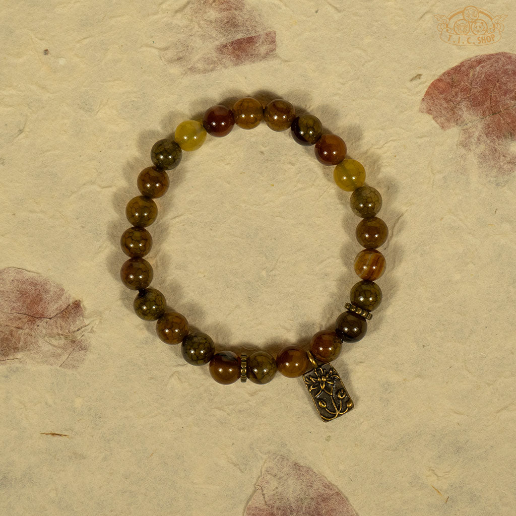 'Mystery Pond' Dragon Veins Agate 8mm Beads Bracelet
