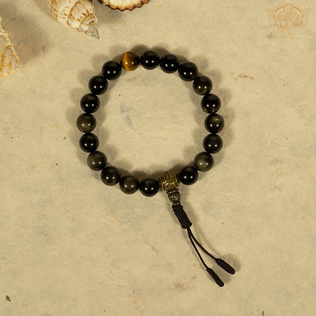 Golden Sheen Obsidian 10mm Beads Wrist Mala