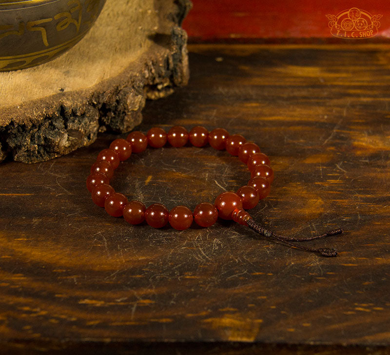 'Sunny Way' Red Agate 10mm Beads Wrist Mala