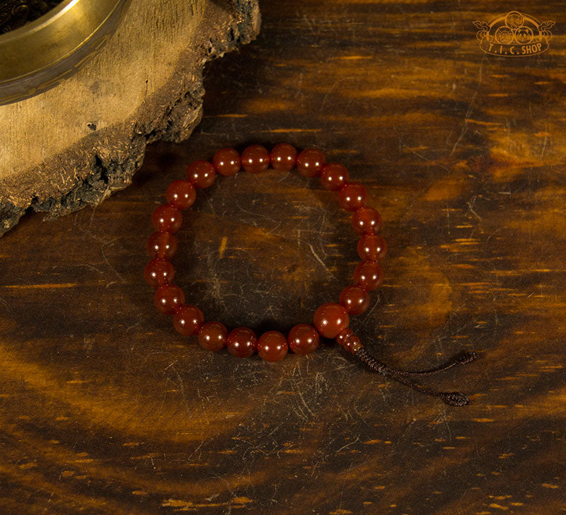 'Sunny Way' Red Agate 8mm Beads Wrist Mala