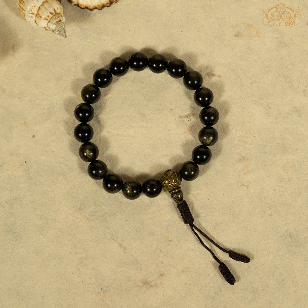 Golden Sheen Obsidian 10mm Beads Wrist Mala