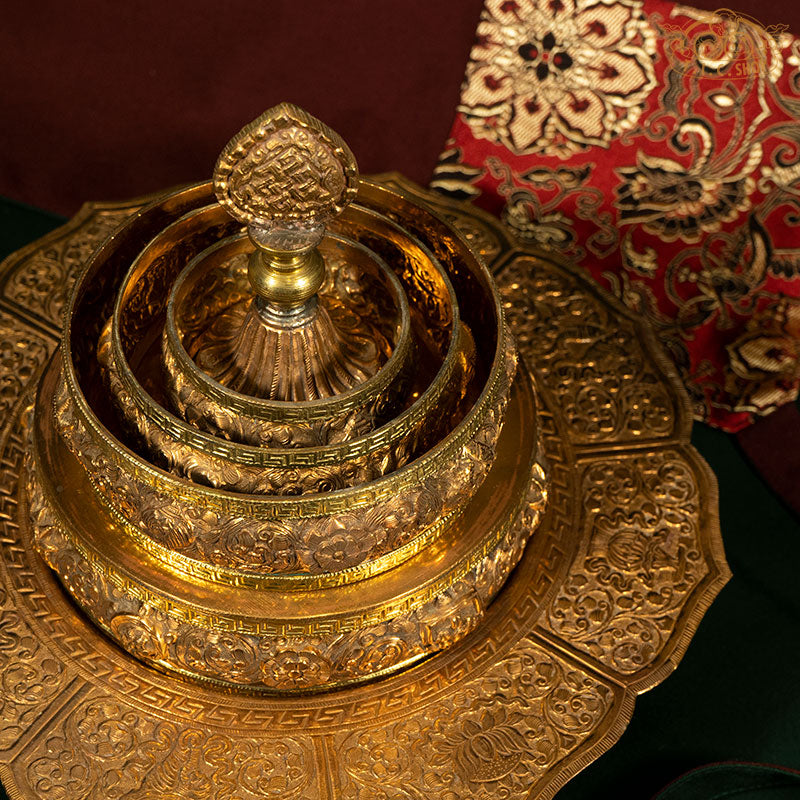 Handcrafted Antique Finish Mandala Offering Set