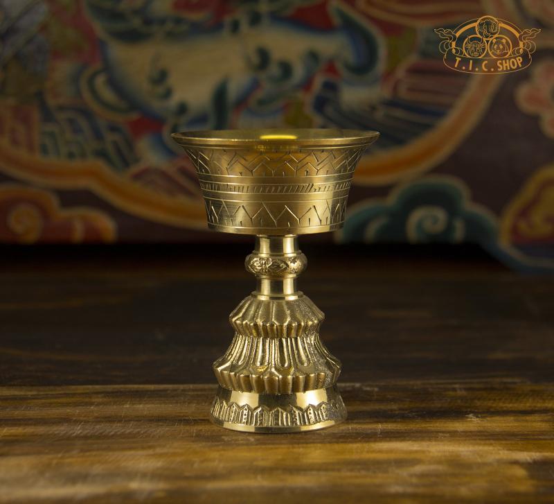Hand Carved Brass Butter Lamp Large