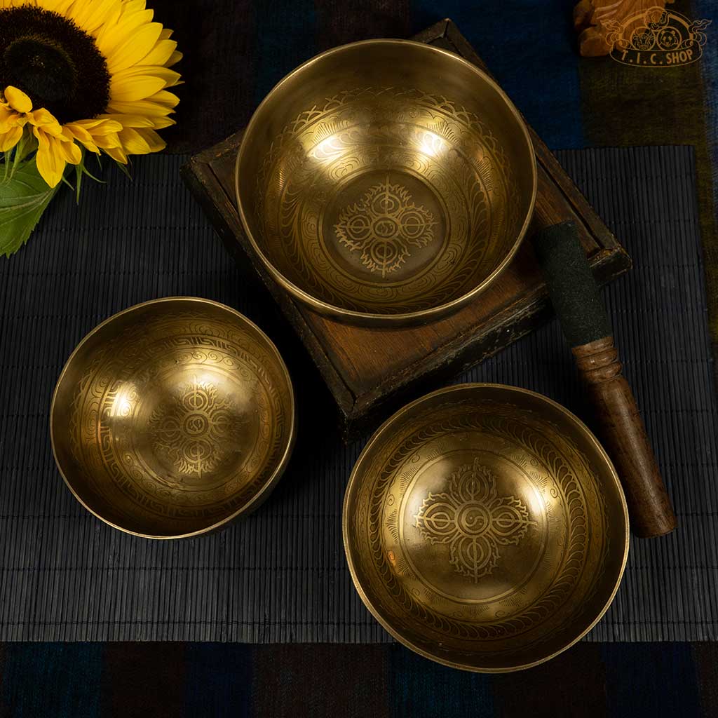 Double Vajra Singing Bowls Set of 3