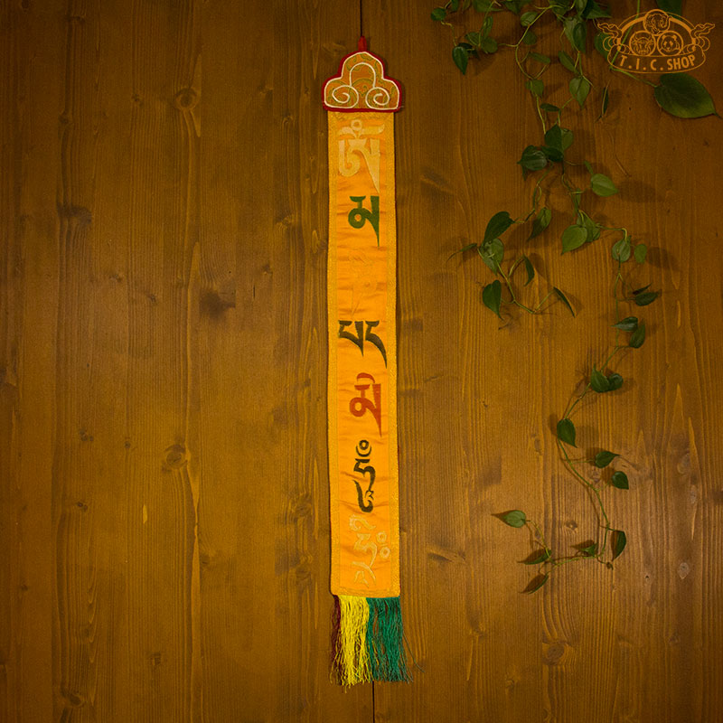 Brocade Wall Decoration with OM MANI PADME HUM Mantra
