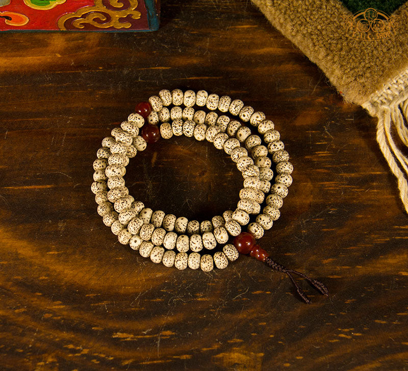 'Moon and Stars' Lotus Bodhi Seeds 8mm 108-Bead Traditional Prayer Mala