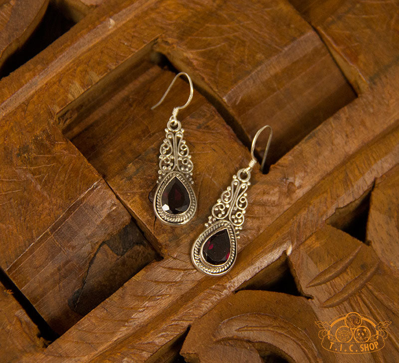 Garnet Silver Earrings