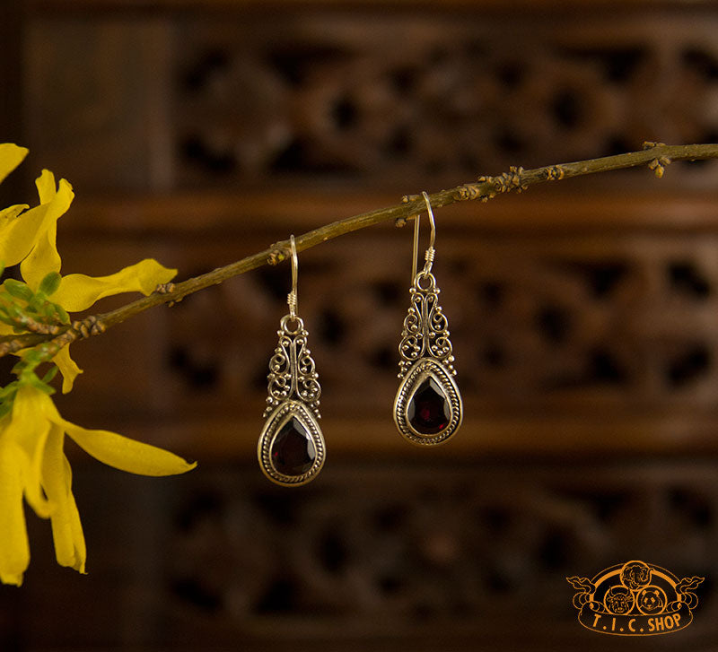 Garnet Silver Earrings