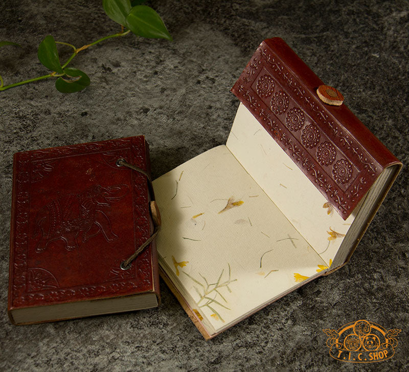 Pattern-Pressed Leather Cover Lokta Paper Journal Notebook