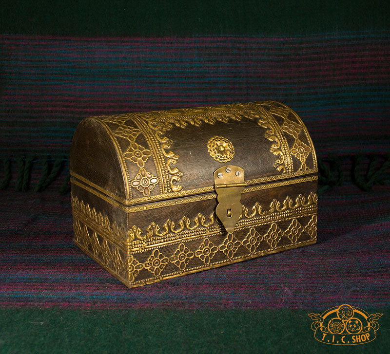 Indian Wooden Treasure Chest Jewelry Box