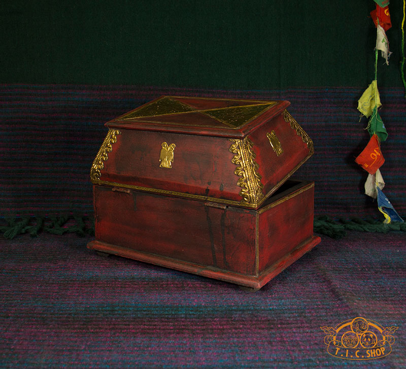 Indian Wooden Treasure Chest Jewelry Box with 2 Drawers